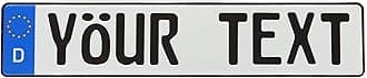 Custom European License Plate - with Country Sidebar - 9 Characters (Customize Your Text - Multiple Colors and Country Options, Plus Accessories)
