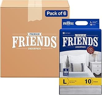 Friends Premium Large Disposable Underpads for Adults (60x90 cm) | 60 Count | 2X Highly Absorbent | Gel Lock Technology | Unisex | Extra Soft top layer | Odour Control | Anti-Bacterial & Leak- Proof