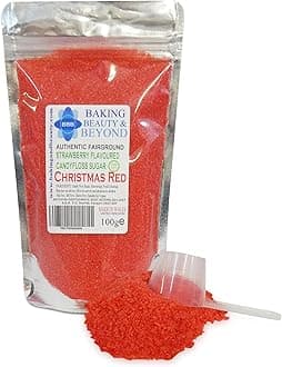 Baking Beauty and Beyond Premium Candy Floss Sugar 100g - Christmas Red Strawberry Flavour