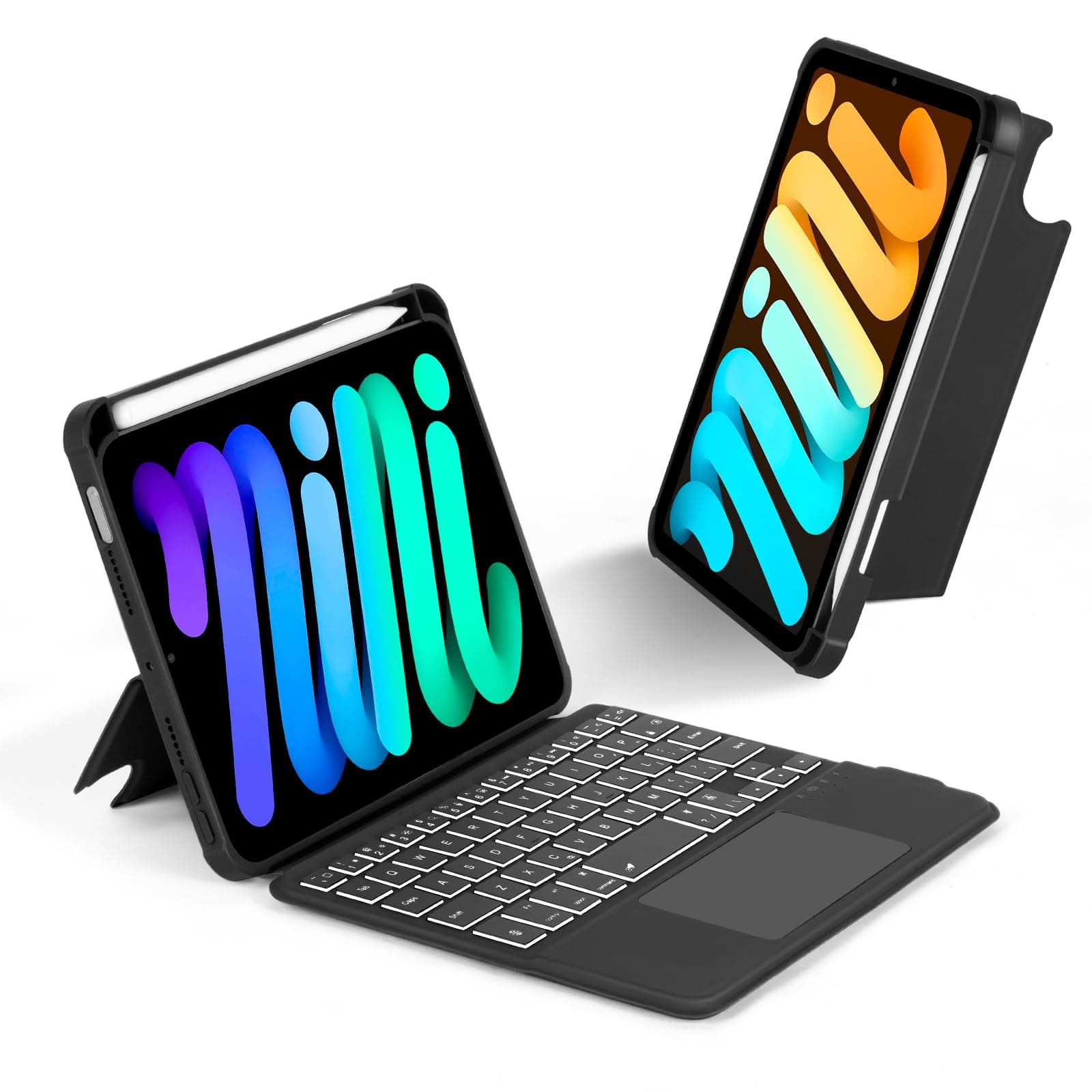 - Case with Trackpad Keyboard for iPad mini 7th(A17 Pro, 2024)/6th Generation 8.3 inch,7-Color Backlit Wireless Keyboard Magnetic Detachable Multi-Angle Stand Cover for iPad mini 6 7 Black