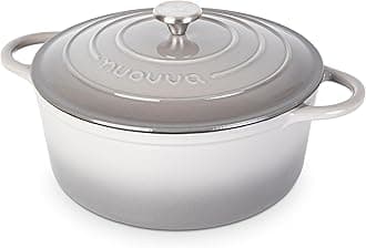Cast Iron Dutch Oven with Lid – Non-Stick Ovenproof Enamelled Casserole Pot – Sturdy Dutch Oven Cookware – Grey, 7.3-Quart, 30cm – by Nuovva