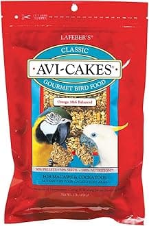 LAFEBER'S Classic Avi-Cakes Pet Bird Food, Made with Non-GMO and Human-Grade Ingredients, for Macaws & Cockatoos, 1 lb