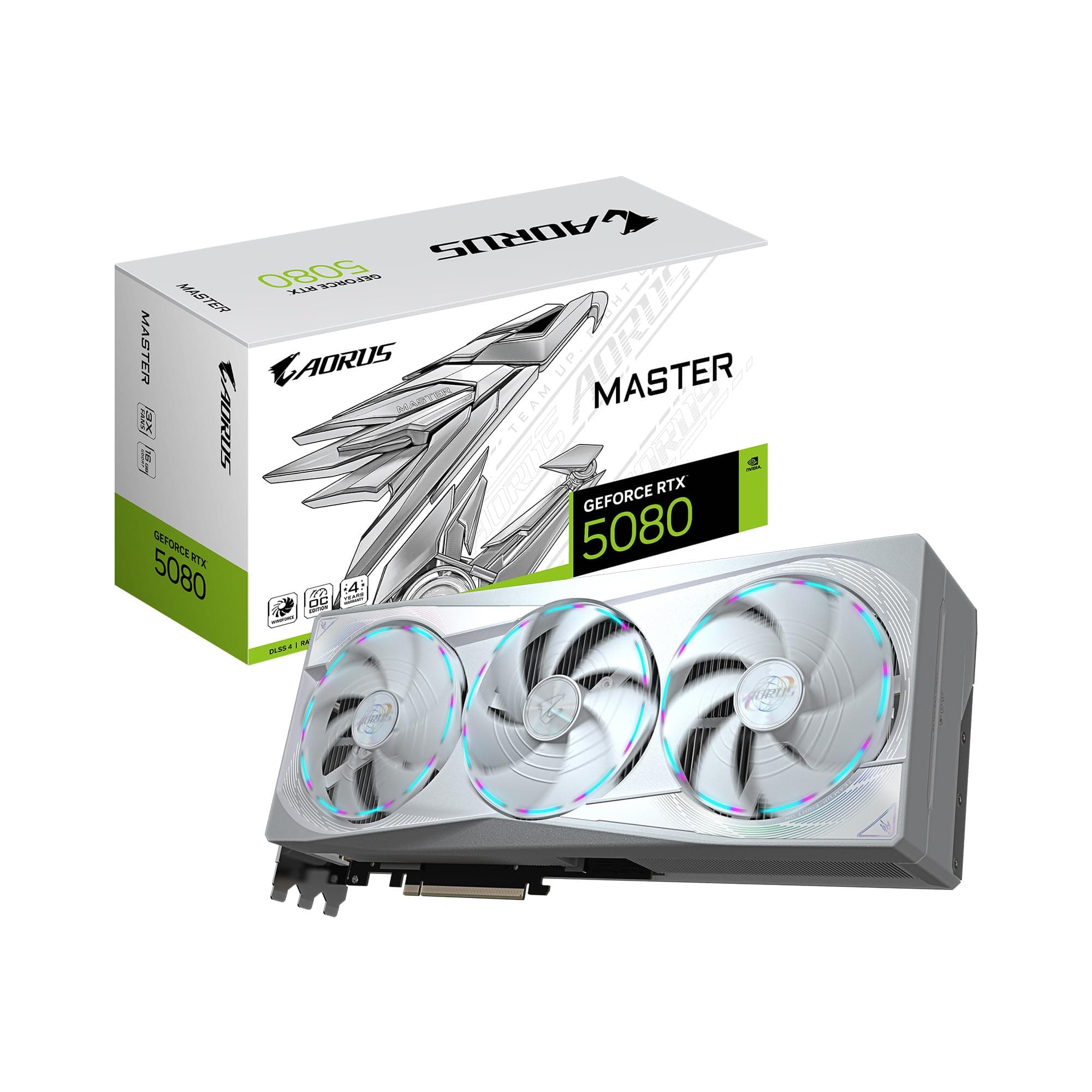 AORUS GeForce RTX 5080 Master ICE 16G Graphics Card, WINDFORCE Cooling System, 16GB 256-bit GDDR7, GV-N5080AORUSM ICE-16GD Video Card