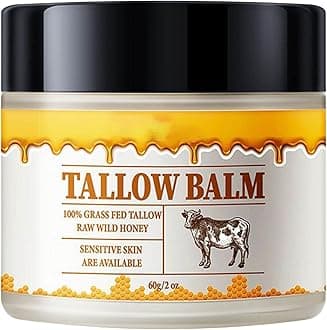 Beef Tallow and Honey Balm for Skin: Premium Tallow Honey Skin Balm (2 oz) - Grass-Fed Beef Tallow & Raw Wild Honey Blend - All-Natural Moisturizer for Face & Body