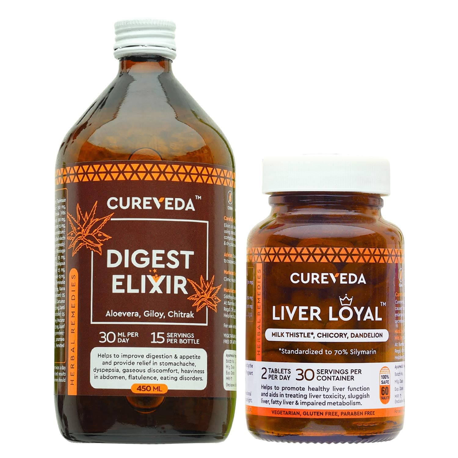 Cureveda? Herbal Liver Loyal and Cureveda? Herbal Digest Elixir For Digestive Health & Acidity (450 ml Syrup)