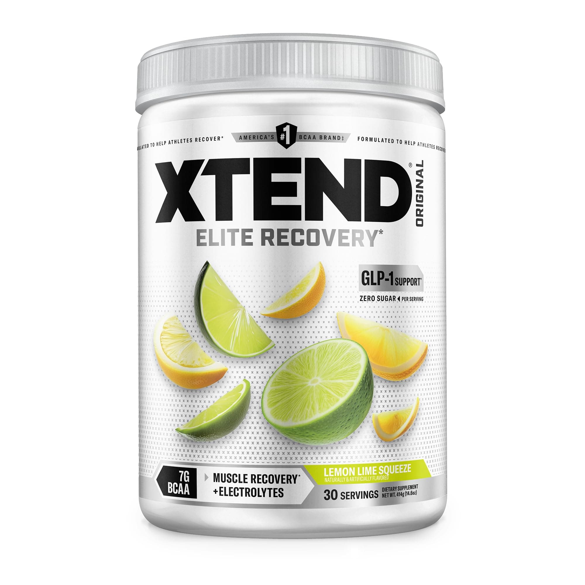 XTEND Original BCAA Powder Lemon Lime Squeeze - ZERO CALORIE, ZERO CARB, ZERO SUGAR - Post Workout Muscle Recovery Drink with Amino Acids - 7g BCAAs for Men & Women - 30 Servings (Packaging May Vary)