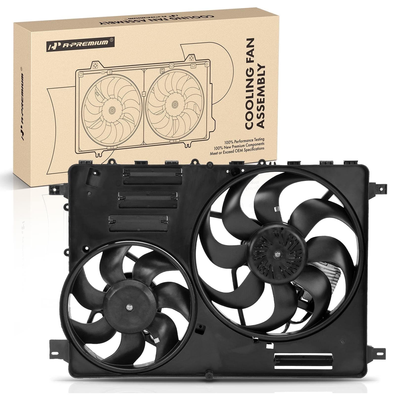 Engine Radiator Cooling Fan Assembly with Controller Compatible with Volvo Models - XC60 2010-2016, S60 2011-2016, XC70 2008-2015, S80 2008-2015, V60 2015-2016, V70 2008-2010