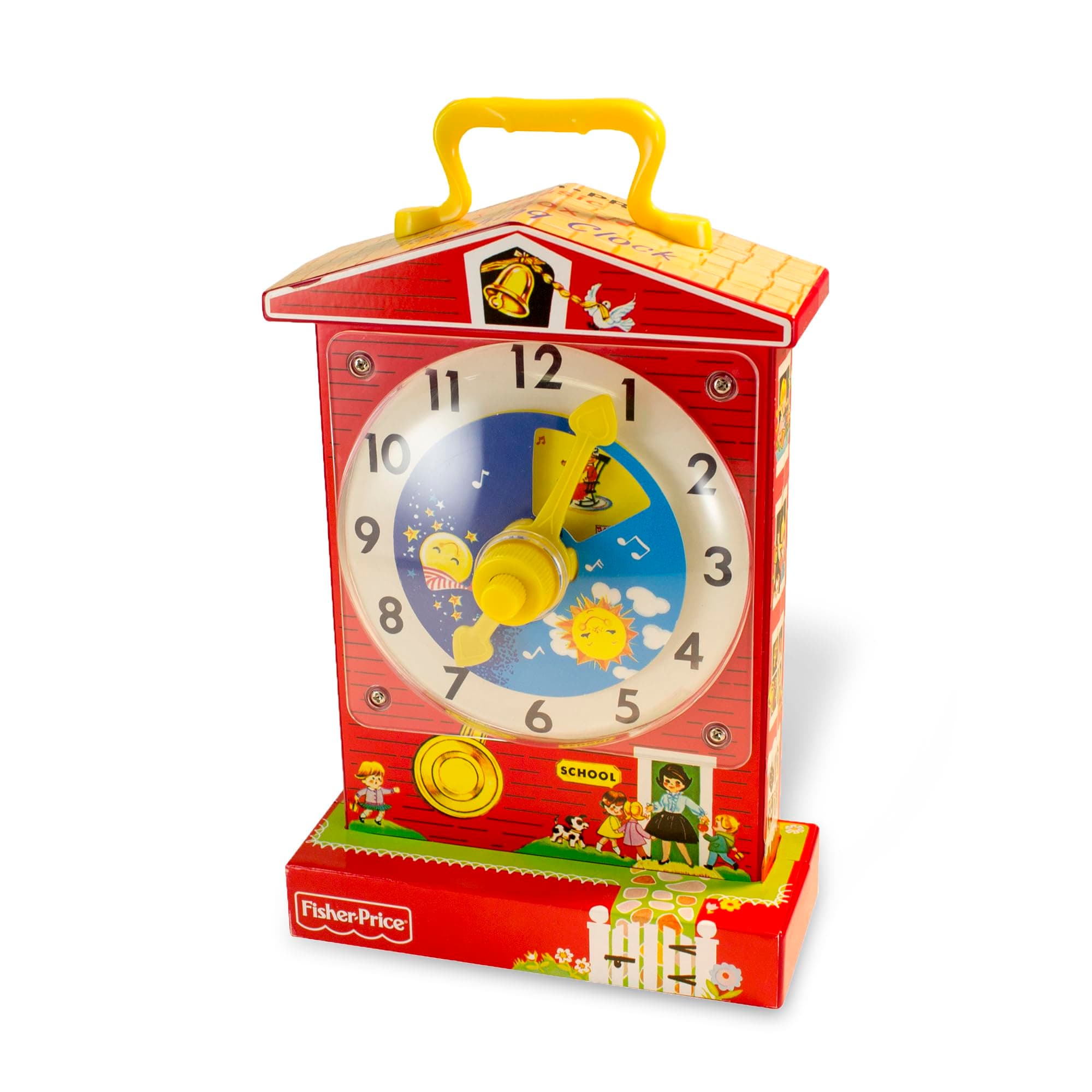 Basic Fun Fisher-Price Classics | Music Box Teaching Clock | Baby Musical Toy, Baby Interactive Toy, Classic Toy with Retro Style Packaging, Pretend Play Toys for Boys Girls Ages 18 Months 1698