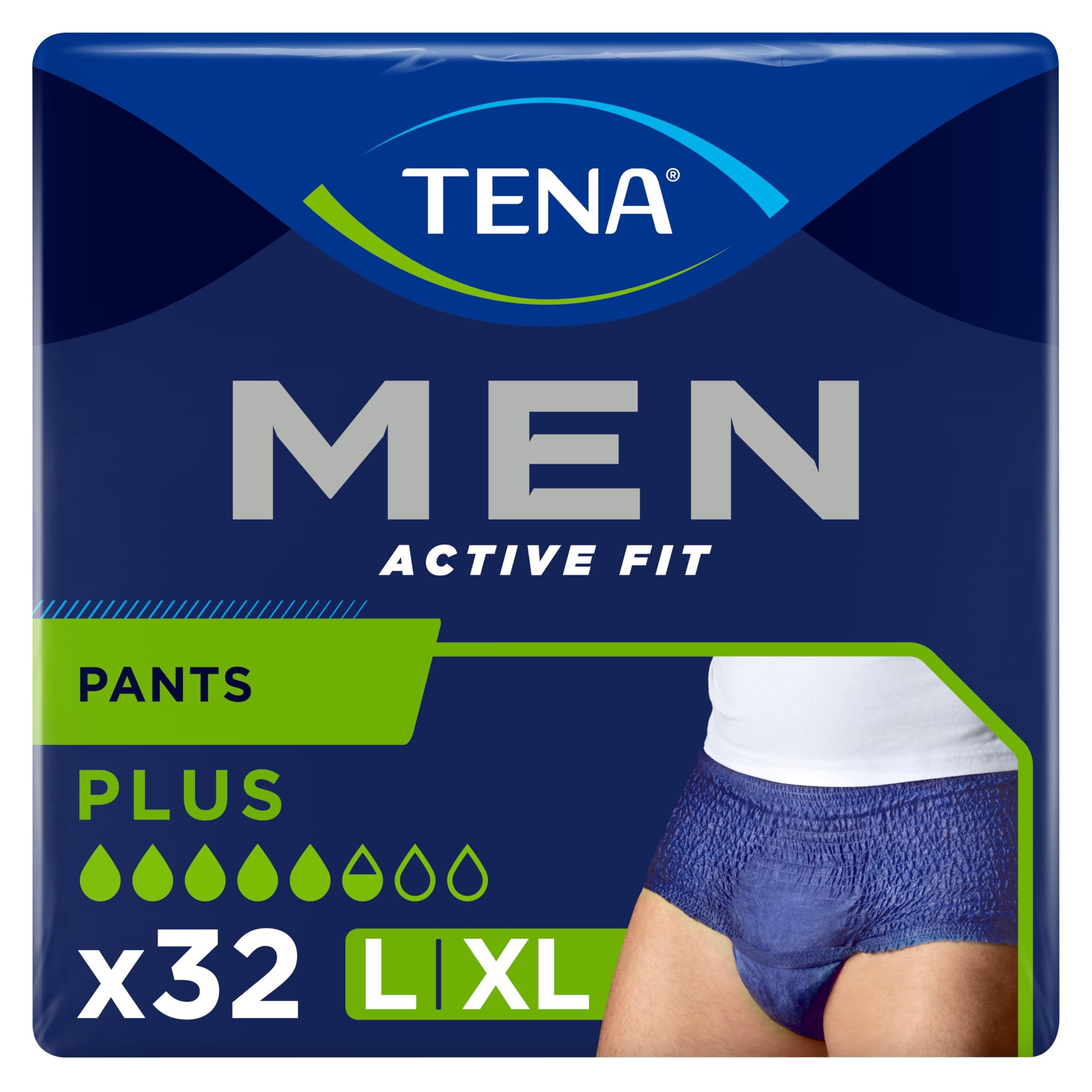 Tena Men Active Fit Pants, Blue, Large/X-Large, Case Pack of 32(4x8)