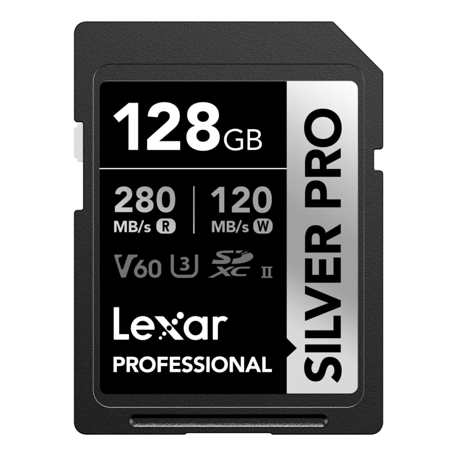 – Lexar SILVER PRO SD Card 128GB, UHS-II SD Memory Card, V60, U3, C10, Up to 280MB/s Read, 120MB/s Write, SDXC Card for DSLR/Camera/Professional Photographer/Videographer/Enthusiast (LSDSIPR128G-BNNAA)
