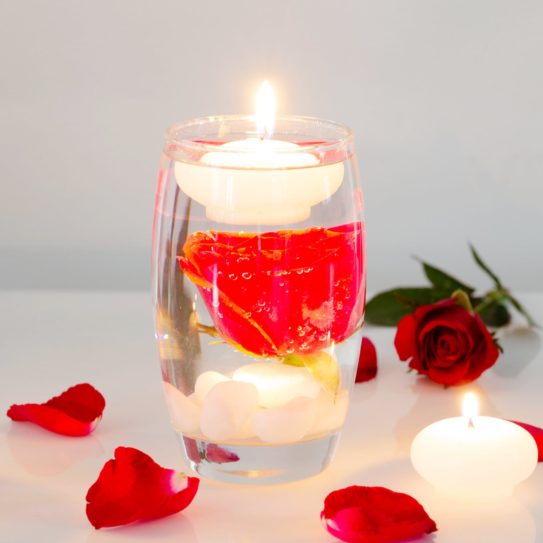 ASLINY 2" White Unscented Dripless Floating Candles [48 Pack]