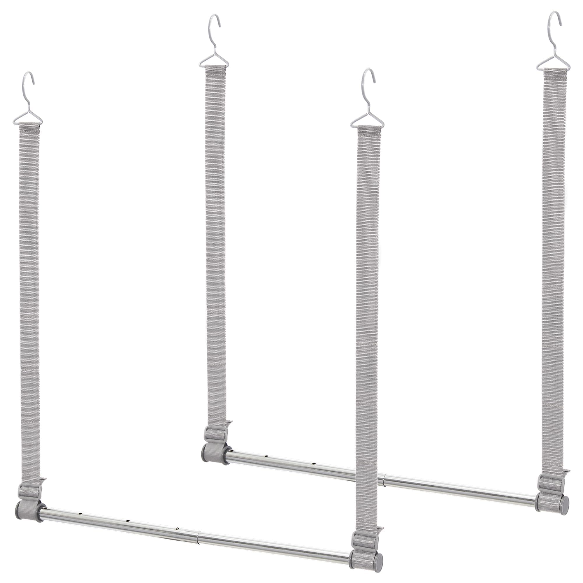 STORAGE MANIAC Adjustable Width and Height Closet Hanging Organizer, Space-Saving Clothes Bar, Extender Rod Double Hanging, 2 Pack Webbing