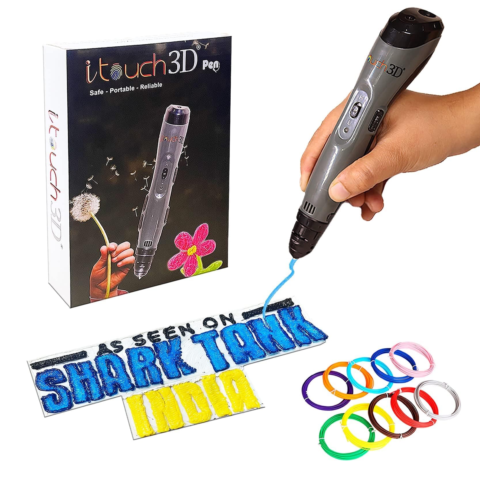 WOL3D I touch Plus 3D Pen with 10 in 1 (5 M) PLA Filaments for 3D Printing with Speed Control, Advanced Temperature Regulation, OLED Display & Ergonomic Design – Compatible.