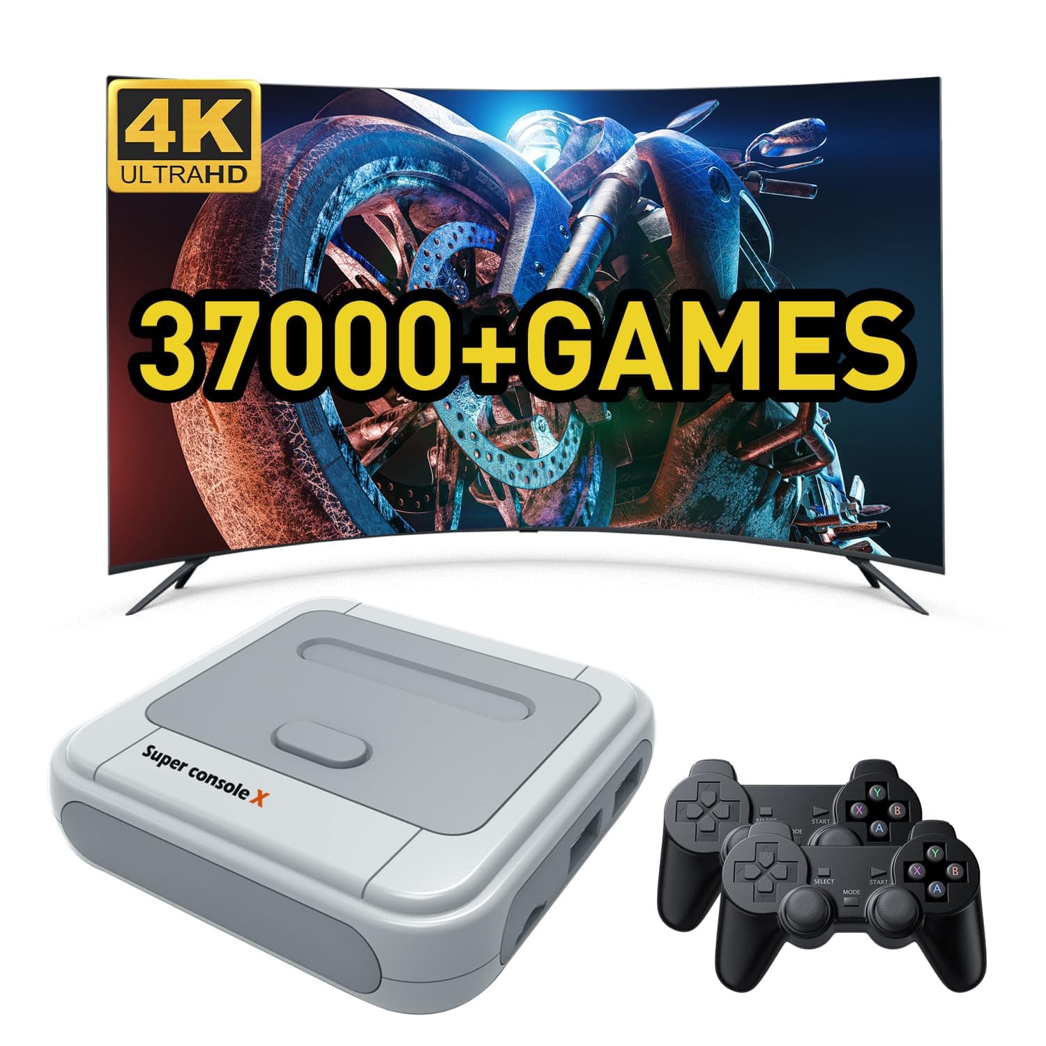Kinhank Super Console X Retro Video Game Console Built in 37,000+ Games,Emulator Console Compatible with Most Emulators,Game Consoles for 4K HD Output,5 Players,LAN/WiFi,2 Gamepads