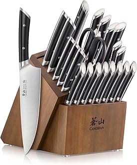 - Cangshan HELENA Series German Steel Forged Knife Block Set (23-Piece, Black)