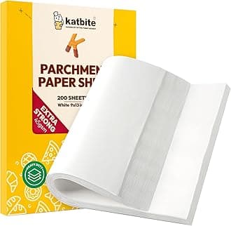 Katbite 200Pcs 9x13 inch Heavy Duty Parchment Paper Sheets, Precut Parchment Paper for Quarter Sheet Pans Liners, Baking Cookies, Bread, Meat, Pizza, Toaster Oven (9"x13")