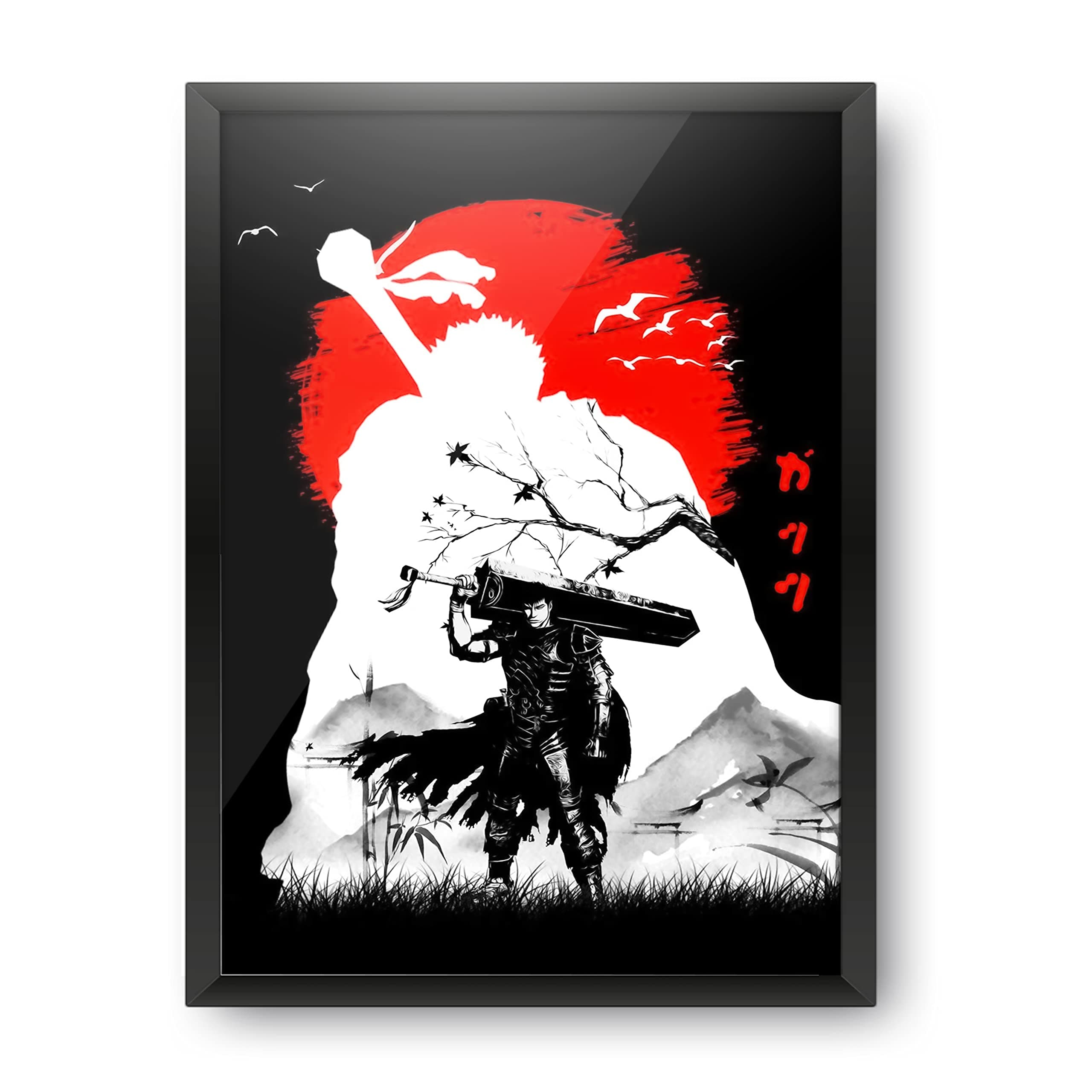 Epic Stuff - Berserk - Guts Design A4 Wall Poster (With Frame) - Best Gifts For Berserk/Anime Fandom/Great Accessory For Home