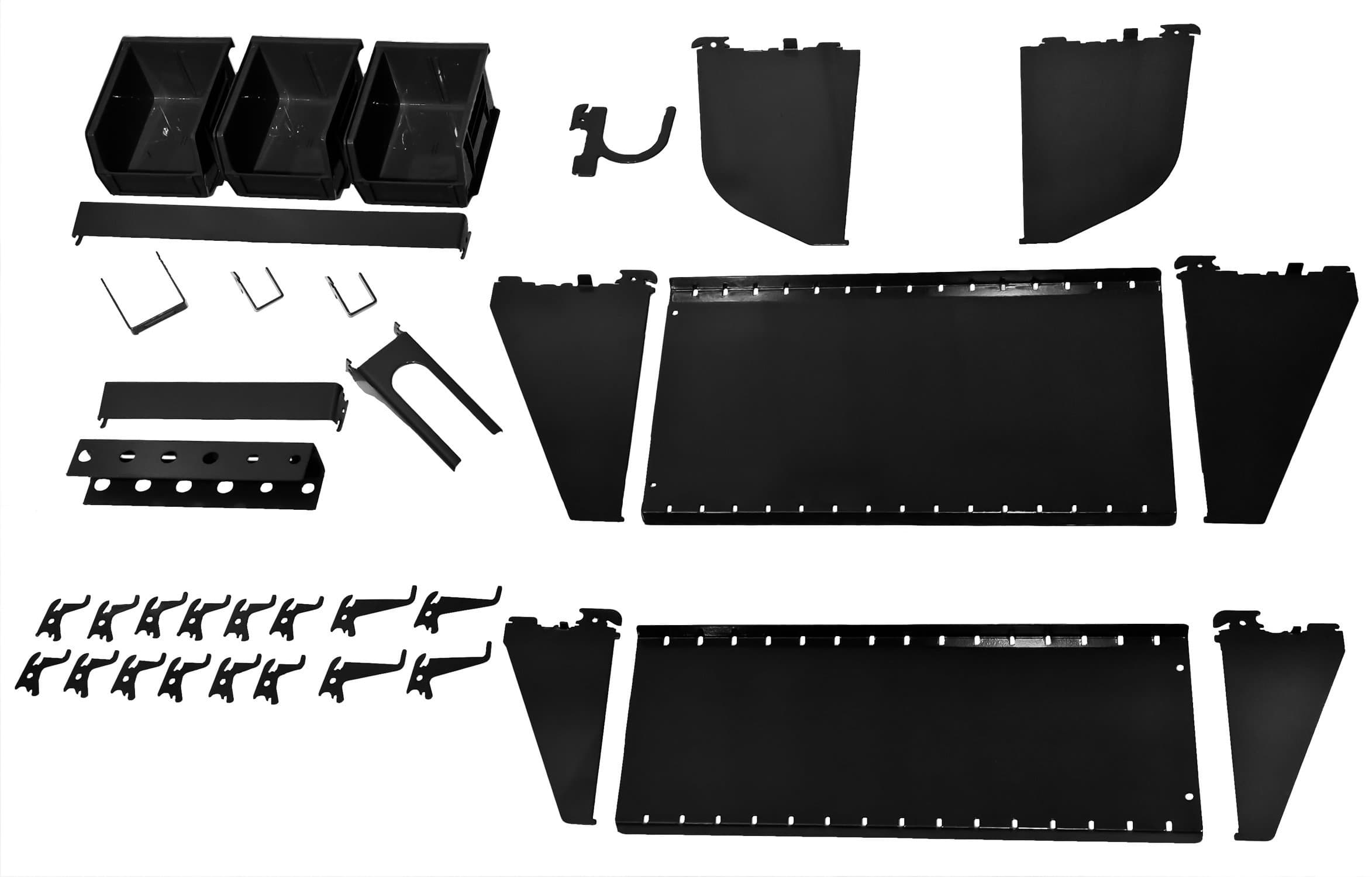 KT-400-WRK B Slotted Tool Board Workstation Accessory Kit Pegboard Only, Black