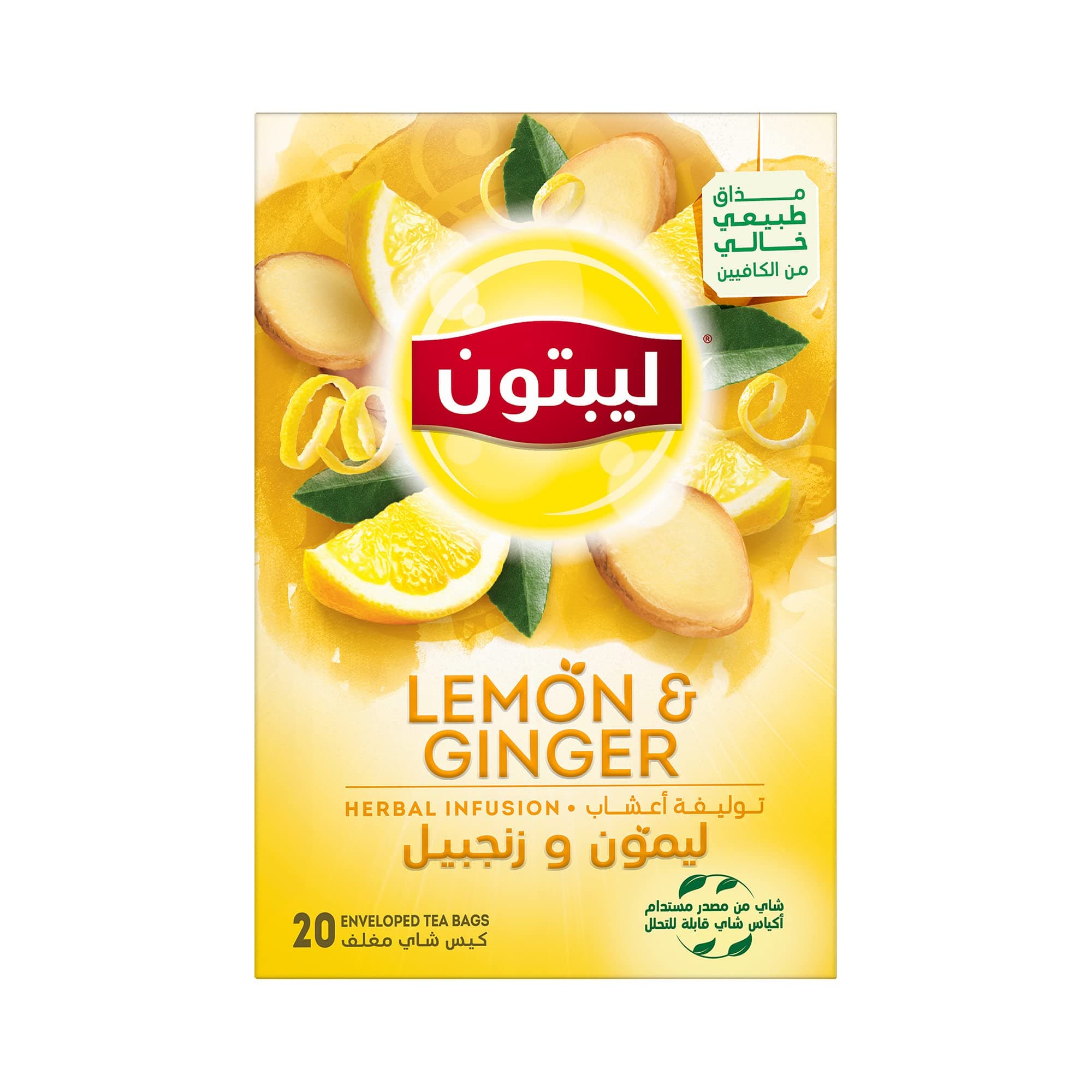Lipton Herbal Infusion Tea Lemon & Ginger, 20 Teabags