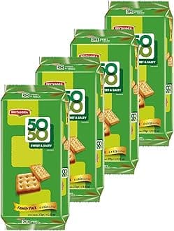 Crackers 50 50 Sweet and Salty Biscuit 13.12oz (372g) - Delicious, Light & Crispy Grocery Cookies - Best Treat for Friends & Family (Pack of 4)