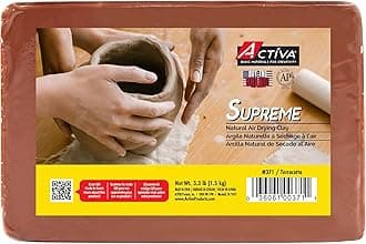 Activa Supreme Artist's Air-Dry Clay, Terracotta, 3.3 lbs (1.5 kg) | Ultra-Fine & Exceptional Plasticity for Studio, Classroom & Hobby Use