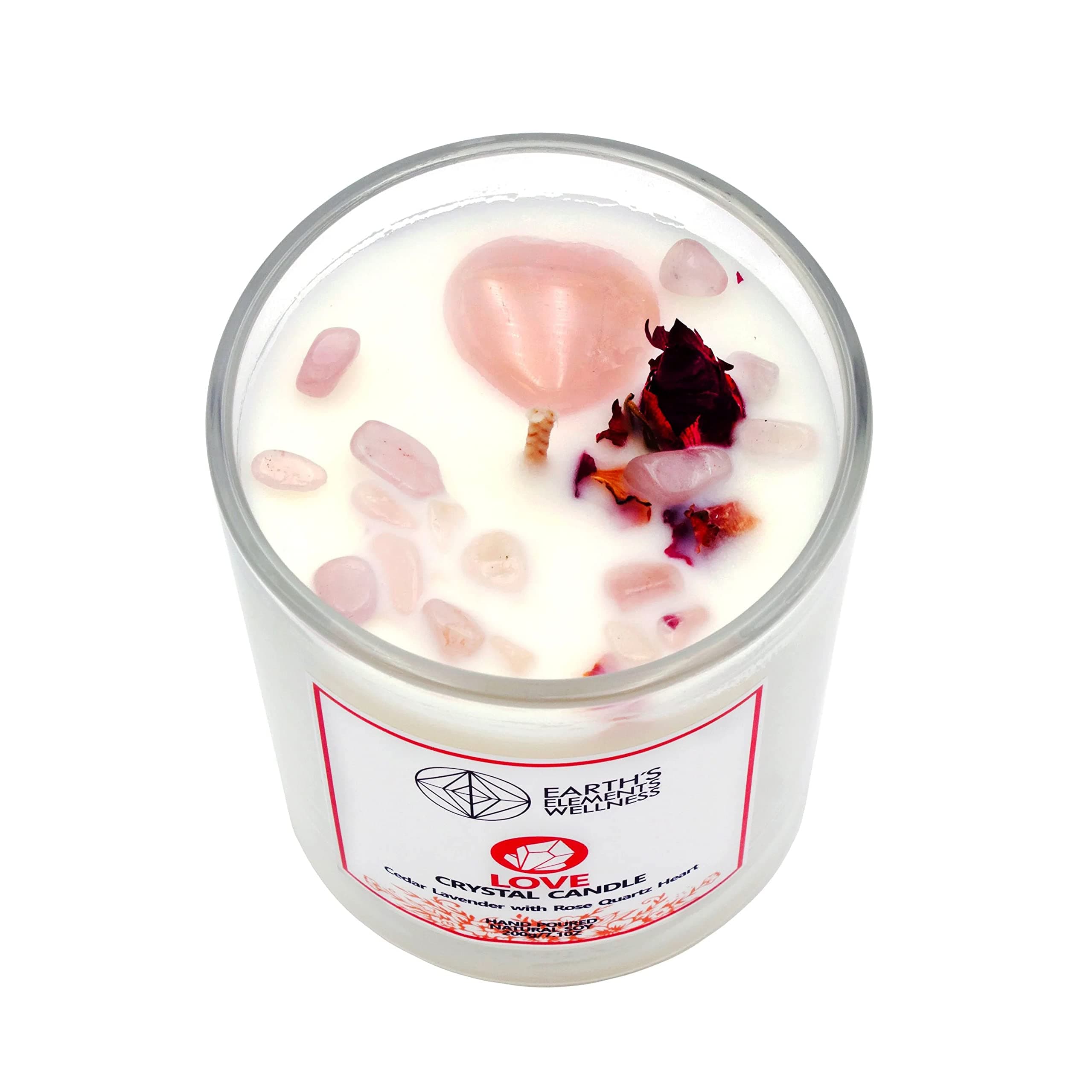 Earth's Elements Wellness Candle Love Crystal Candle