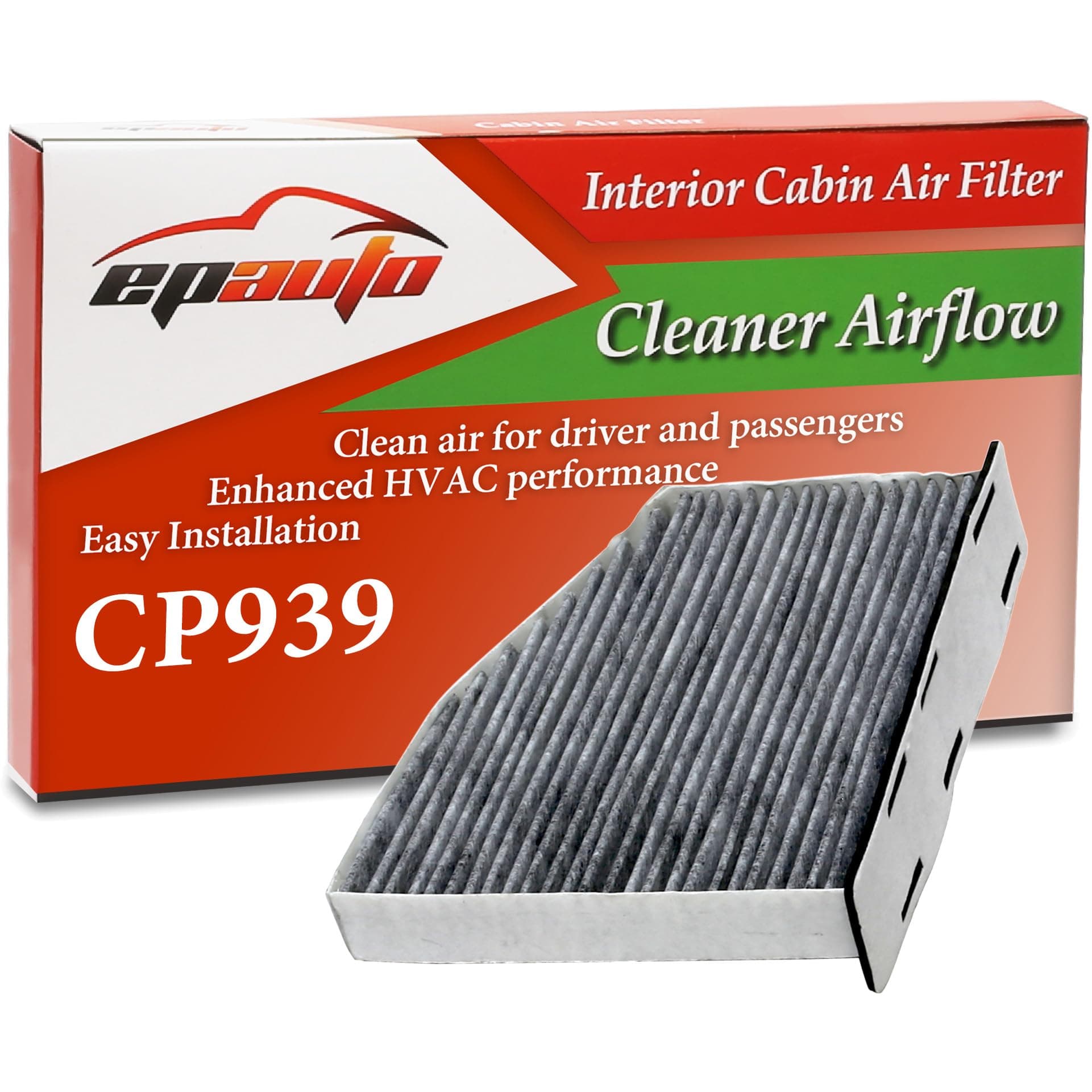 EPAuto CP939 (CUK2939) Cabin Air Filter, Replacement for Audi A3, Q3, TT, TT RS, TTS, Volkswagen Jetta, Passat, Golf, GTI, Tiguan, Beetle, Eos, CC, Rabbit - Fits 2006-2021 Models