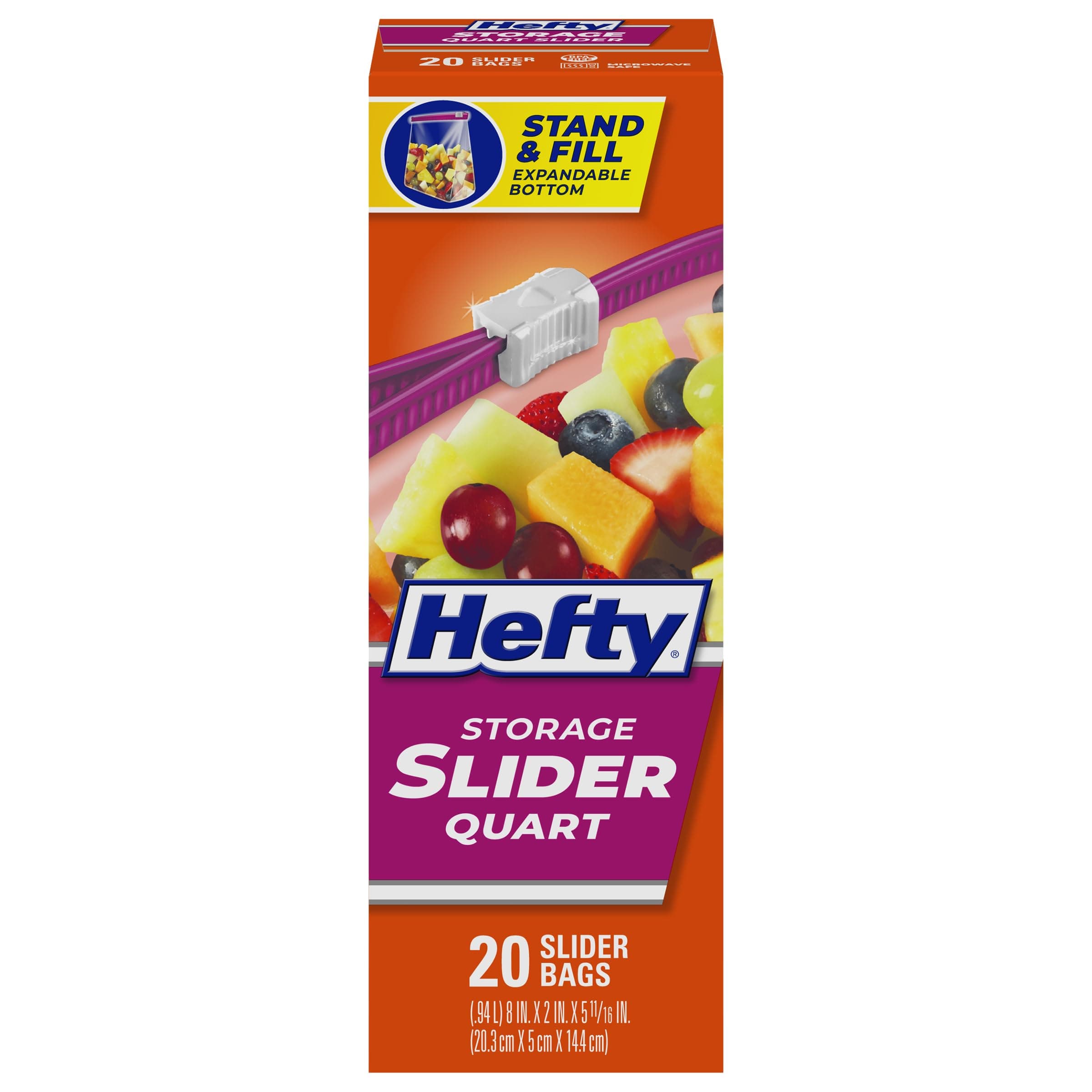 Hefty Slider Storage Bags, Quart, 20 Count (Pack of 9)