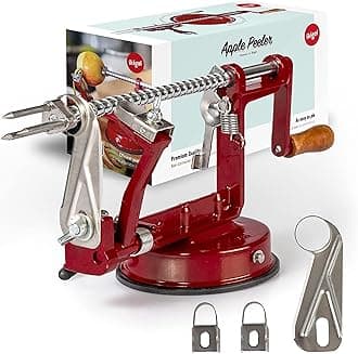 Ikigai Apple Peeler Slicer Corer - Heavy Duty Apple Pealer with Suction Base - Old Fashioned Spiral Cutter - Durable Peeling Machine - Including 3 Additional Replacement Blades