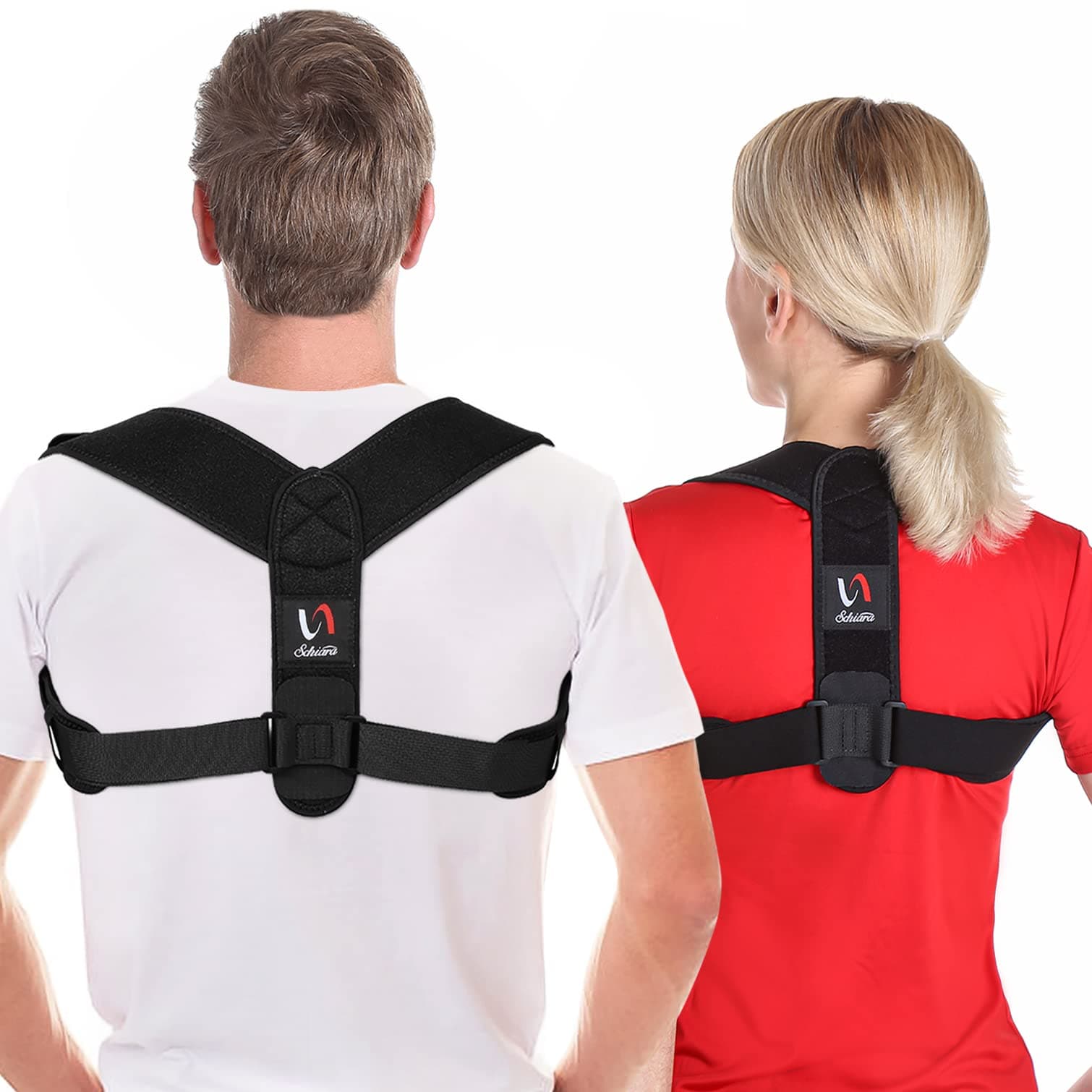 Schiara Posture Corrector for Men and Women, Comfortable Upper and Back Brace, Adjustable Back Straightener Support for Back, Shoulder and Neck.