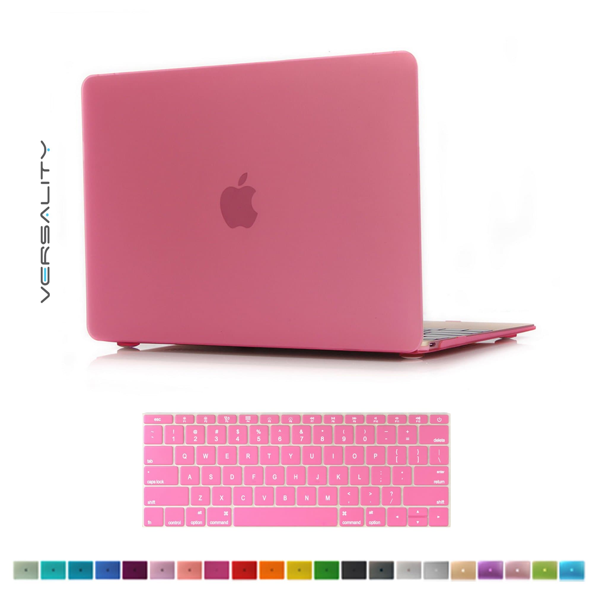 Versality Hard Case Cover for The New MacBook 12" (Model: A1534) and Matching Keyboard Cover in Pink Matte