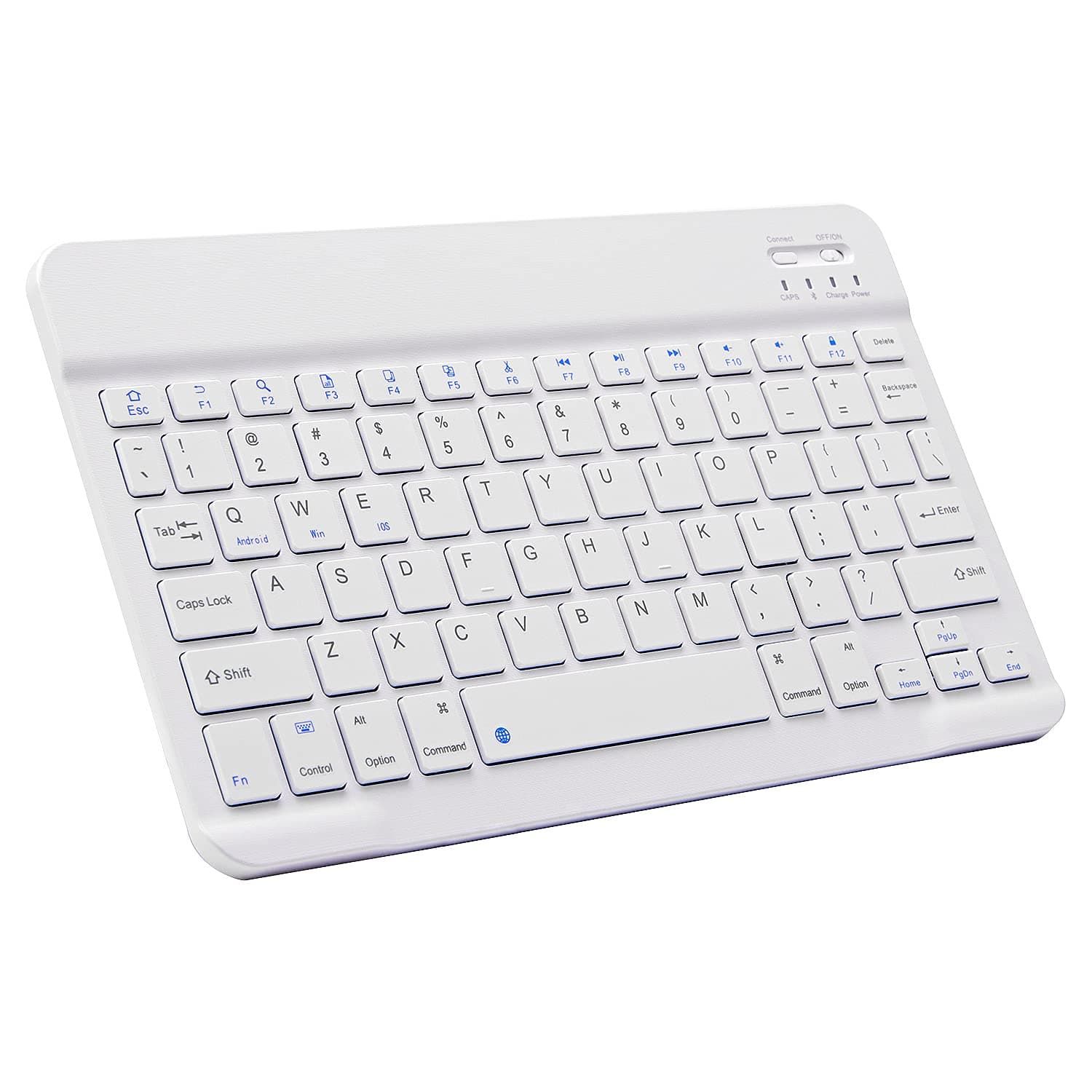 Ultra-Slim Bluetooth Keyboard Portable Mini Wireless Keyboard Rechargeable for Apple iPad iPhone Samsung Tablet Phone Smartphone iPadOS iOS Android (10 inch White)