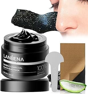 LANBENA Upgraded 2.0 Bamboo Charcoal Blackhead Remover Mask, 60 pcs Nose Strips, Peel off Face Mask Pore Whiteheads Cleanser Strawberry Nose Purifying, Deep Cleansing for All Skin Types, 30g/1.05oz