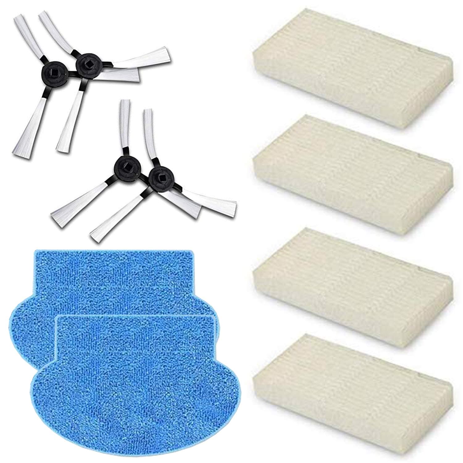 REYEE 4 * Side brushes 4 * HEPA filter 2* Cleaning Mop Pads for AMIBOT Pure, Pulse & Prime H2O FLEX