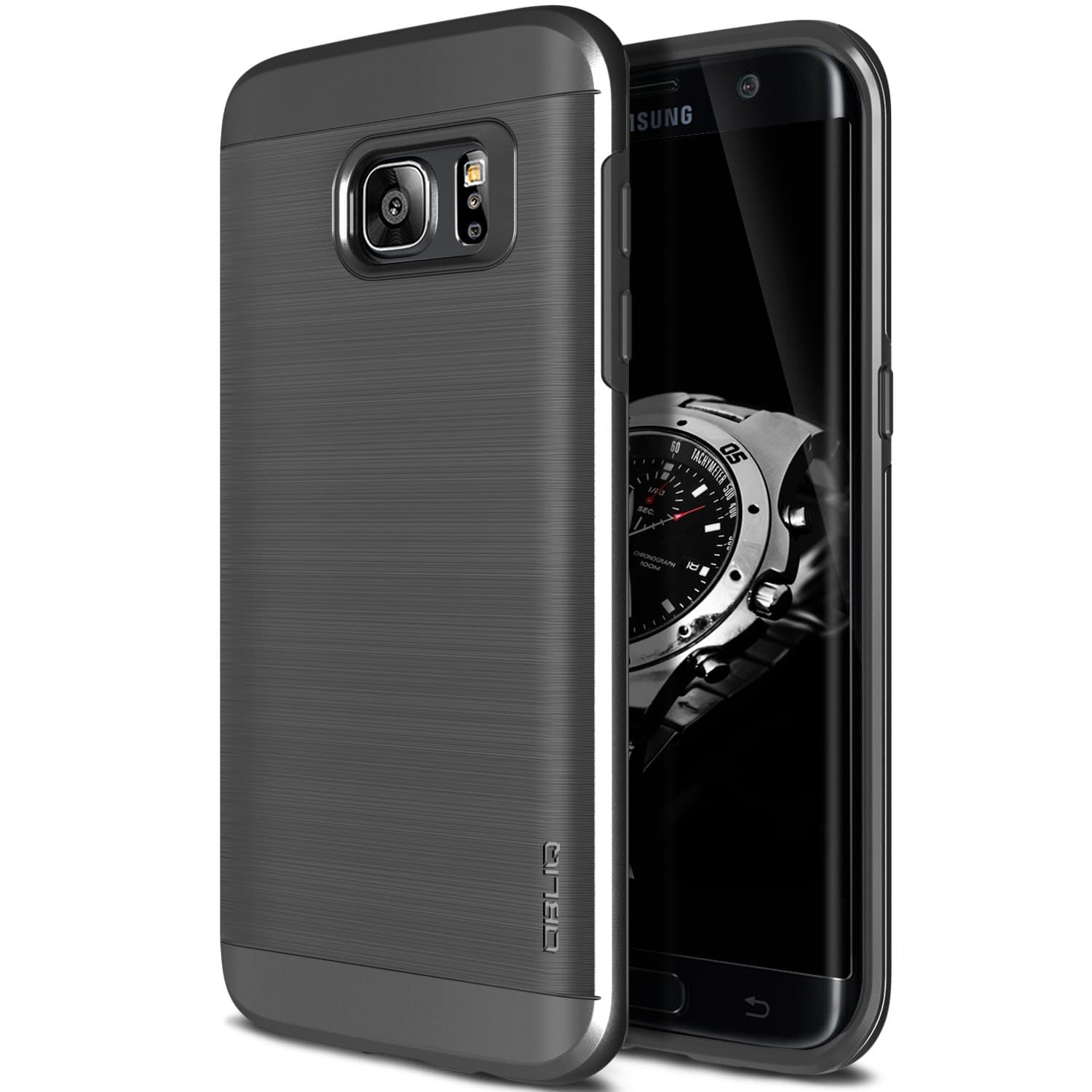 OBLIQ Galaxy S7 Edge Case, [Slim Meta][Titanium Space Gray] Slim Fit Premium Dual Layer Protection Case with Metallic Brush Finish Back with Shock Absorbing TPU Inner Layer for Samsung Galaxy S7 Edge