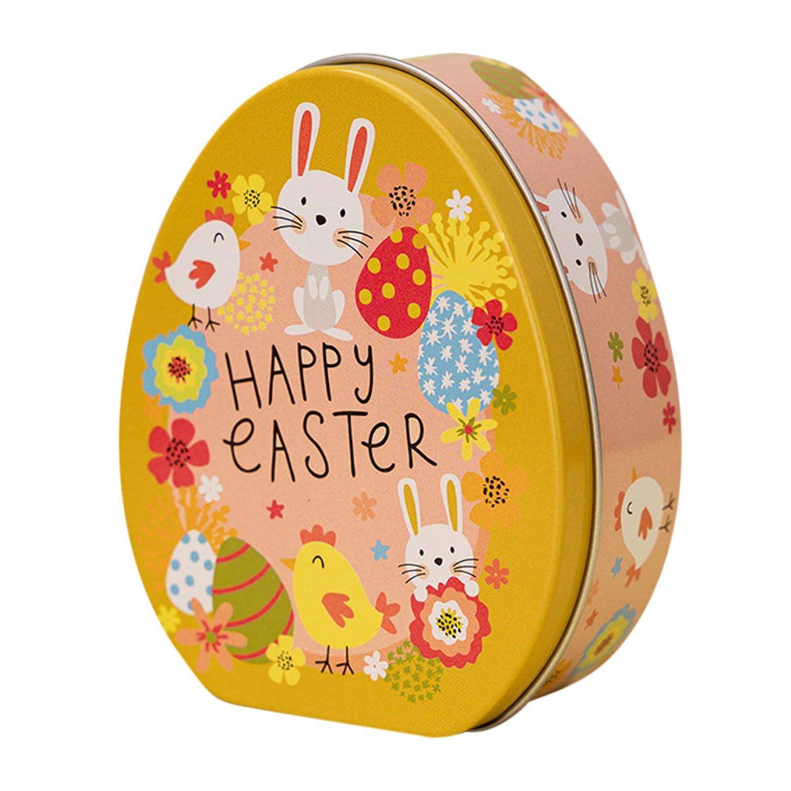 Easter Decorations Decorative Rabbit Flat Egg Shaped Tinplate Festive Children's Gift Candy Executive Desk Toys (B, One Size)