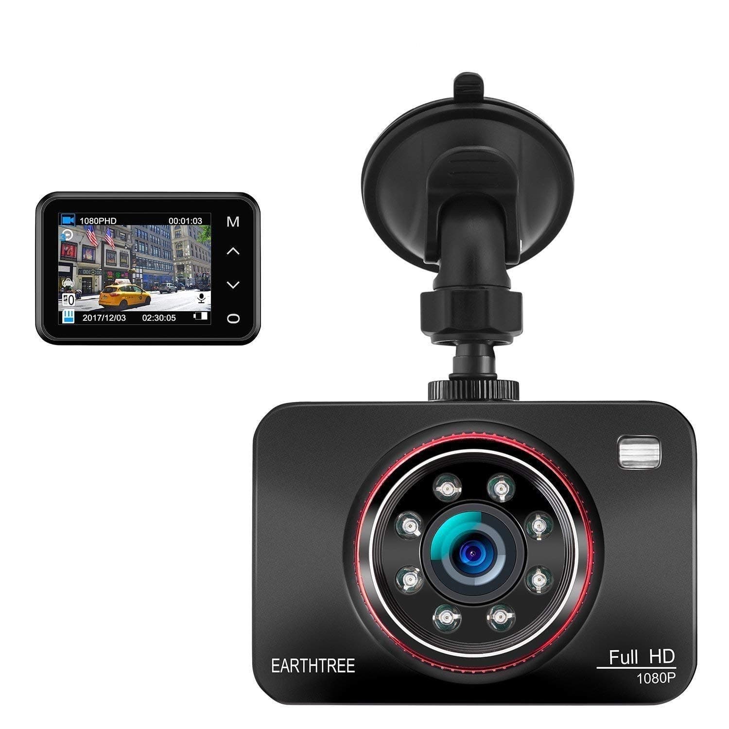 Dash Cam, Dashboard Camera Full HD 1080P 2.7" LCD 170 Degree Car Camera DVR with GPS Super Infrared Night Vision G-Sensor WDR Loop Recording Motion Detection Parking Mode