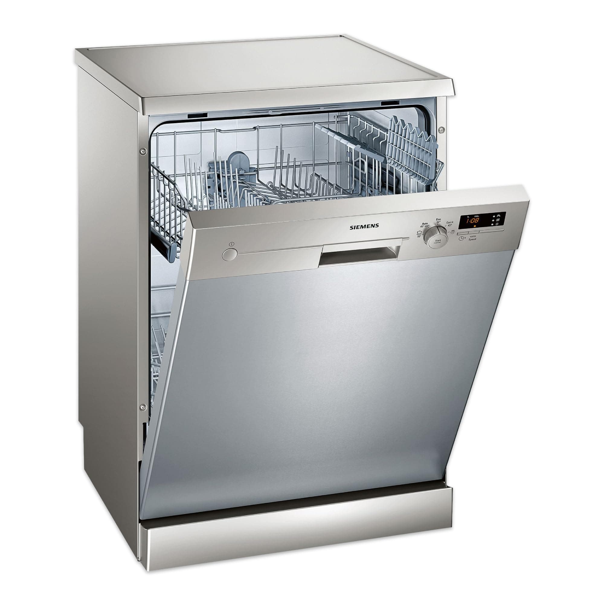 5 Programs 12 Place Settings, Free Standing Dishwasher, Silver Sn25D800Gc."Min 1 year manufacturer warranty
