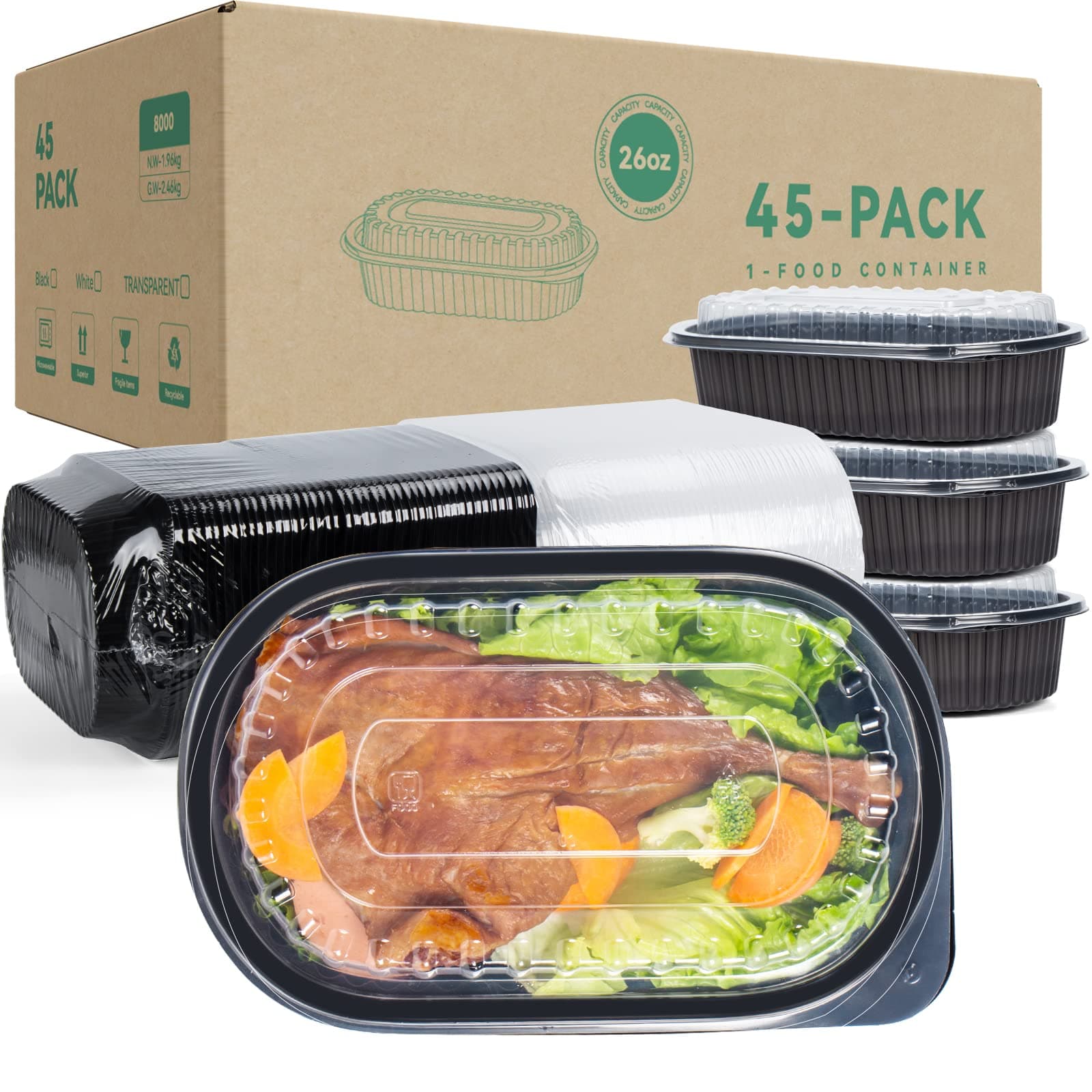 [26oz,40 Pack] Meal Prep Containers with Lids