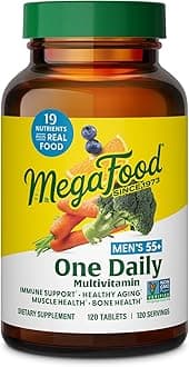 Multivitamin for Men 55+ One Daily Mens Multivitamins, Methylated B12, Vitamin D3, C & Zinc - Healthy Aging, Bone & Muscle Health & Immune Support - Vegetarian - 120 Tablets