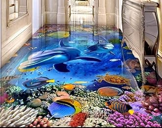 Custom 3D Flooring murals Underwater World Dolphin 3D Floor Tiles Waterproof self-Adhesive murals floor-300 * 210cm