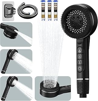 Shower Head with High Pressure (Clean Tub & Pet), Multi-Mode Shower Heads with 1.5M Hose and Holder, Filtered Showerhead Remove Chlorine, Massage Shower Heads with ON/Off Switch (Black)