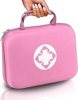 AMORNING Home-Car First-Aid Emergency-Kit Camping-Essentials - 300Pcs Car Survival Set First Aid Handheld Bag Multiple Purpose Pink Case Outdoor Backpacking Gear for Disaster Preparedness