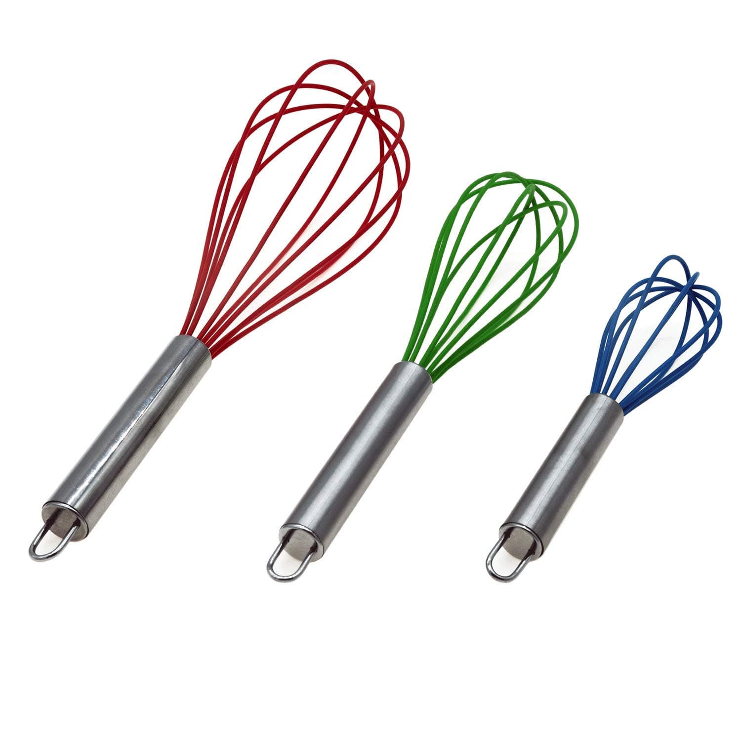 Egg Whisk, Whisks for Cooking Silicone Mini Whisk 3 Pack Sturdy Colored Balloon Egg Beater Kitchen Utensils for Blending,