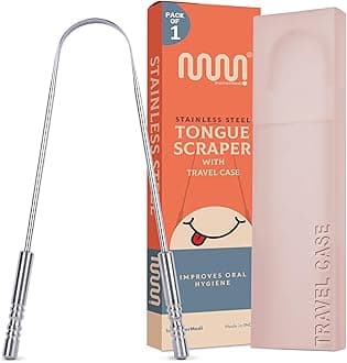 Tongue Scraper with Case Easy to Use Tongue Scraper for Adults, Tongue Cleaner for Oral Care & Hygiene (Single Pack (with Travel Case))