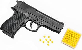 Toy Gun with 150+ BB Plastic Bullets for Kids | Pull Back Reload Lever | Magazine Ejection Button | 50-60 Feet Range | Black Pistol Toy for 8+ Years Boys