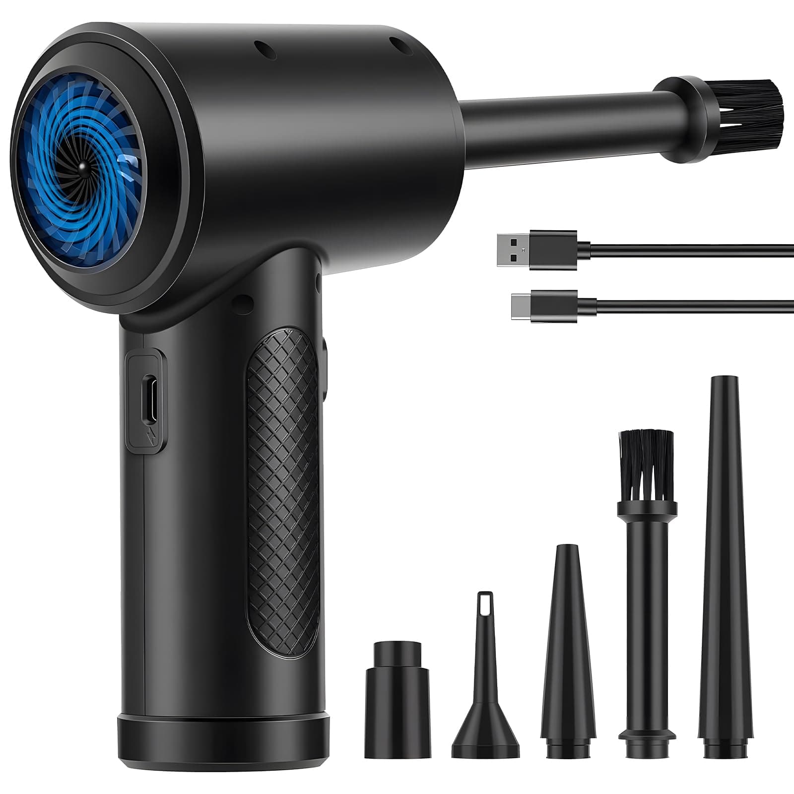 OKSTENCK Compressed Cordless Air Duster with LED Light, 3-Gear to 51000RPM Electric Air Blower, 6000mAh Rechargeable Battery for Computer Keyboards Cleaning