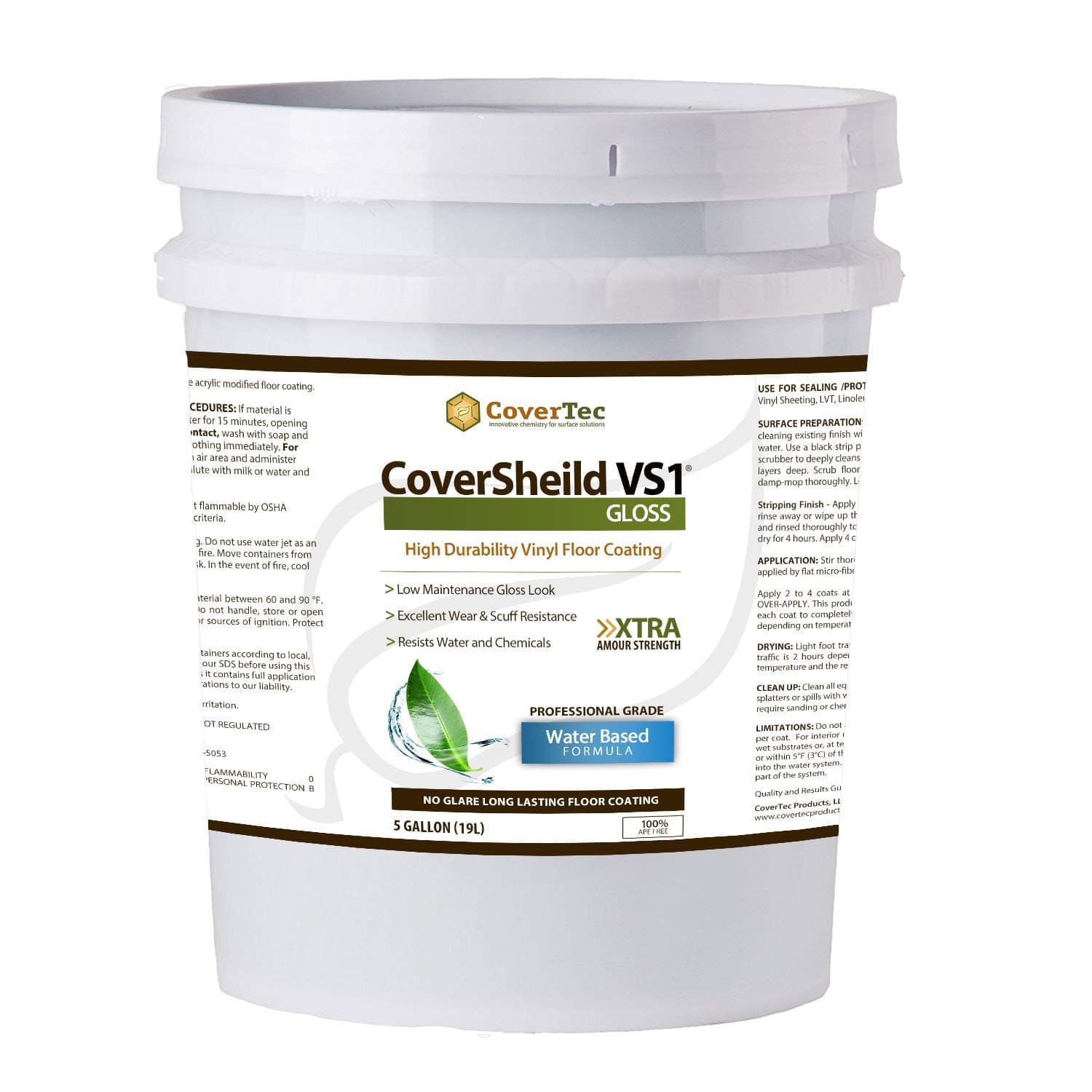 CoverShield VS1 Gloss VCT and Terrazzo Sealer, Fast Drying, Highly Durable, Long Lasting (5 GAL - Prof Grade)