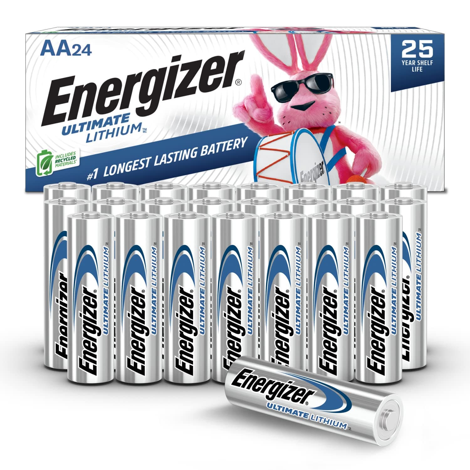 Energizer Ultimate Lithium AA Batteries, 24 Pack, 1.5V Long-Lasting for High-Drain Devices, Cameras & Flashlights