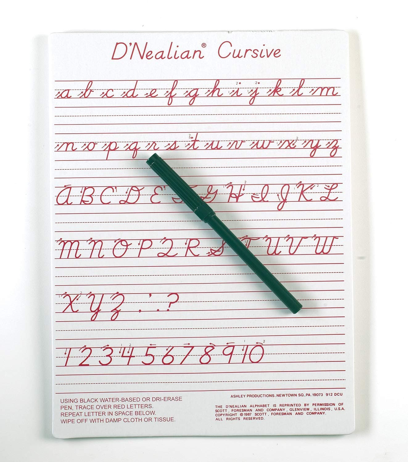 Dnealian Cursive Write-on/Wipe-off 1' x 9" Whiteboard